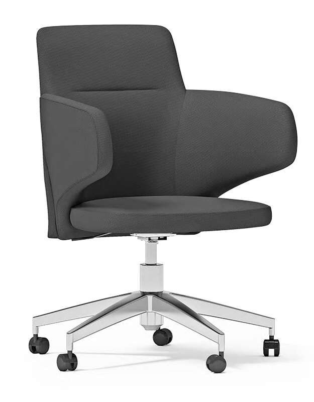 Part of office seating solution - White background illustration of black removable leather conference chair