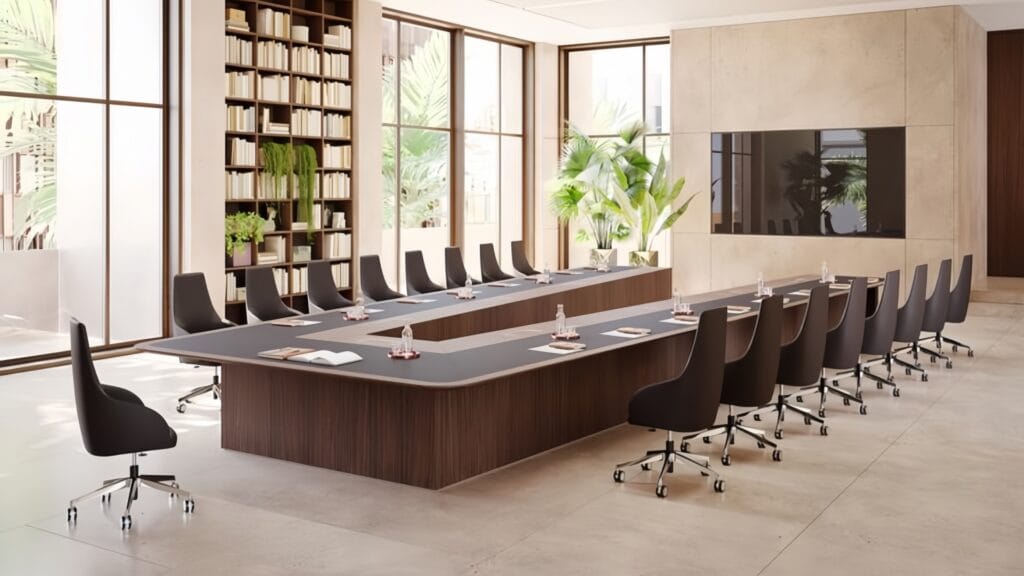 Hongye Furniture Group Co., Ltd | How Sustainable Furniture is Revolutionizing Commercial SpacesV shape Conference table