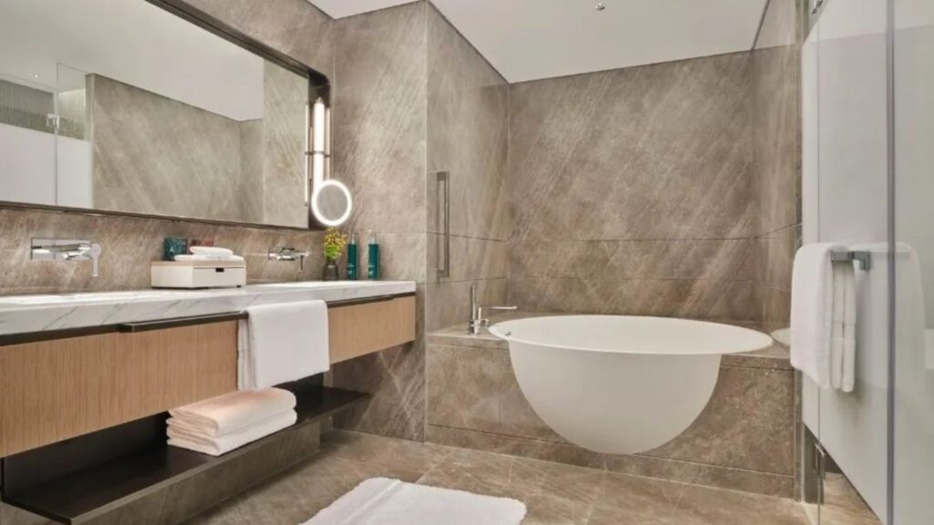 Hongye Furniture Group Co., Ltd | Comprehensive Commercial Furniture Solutions by Hongye Furniture Group | Luxury Hotel Projectshotel bathroom in Zhuhai DoubleTree by Hilton Hotel