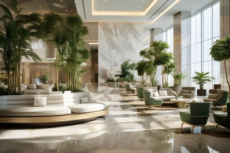 Hongye Furniture Group Co., Ltd | Hotel Furniture Categories: Understanding Commercial vs. Residential Applications in Hospitality Design Hongye Furniture Group Co., Ltd | Hotel Furniture Categories: Understanding Commercial vs. Residential Applications in Hospitality Design*Luxury airport lounge design* with marble and plant, magazine photo –ar 3:2