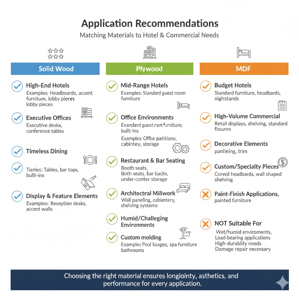 Hongye Furniture Group Co., Ltd | Solid Wood vs Plywood vs MDF: Which is Best for Commercial Furniture?Application Recommendations