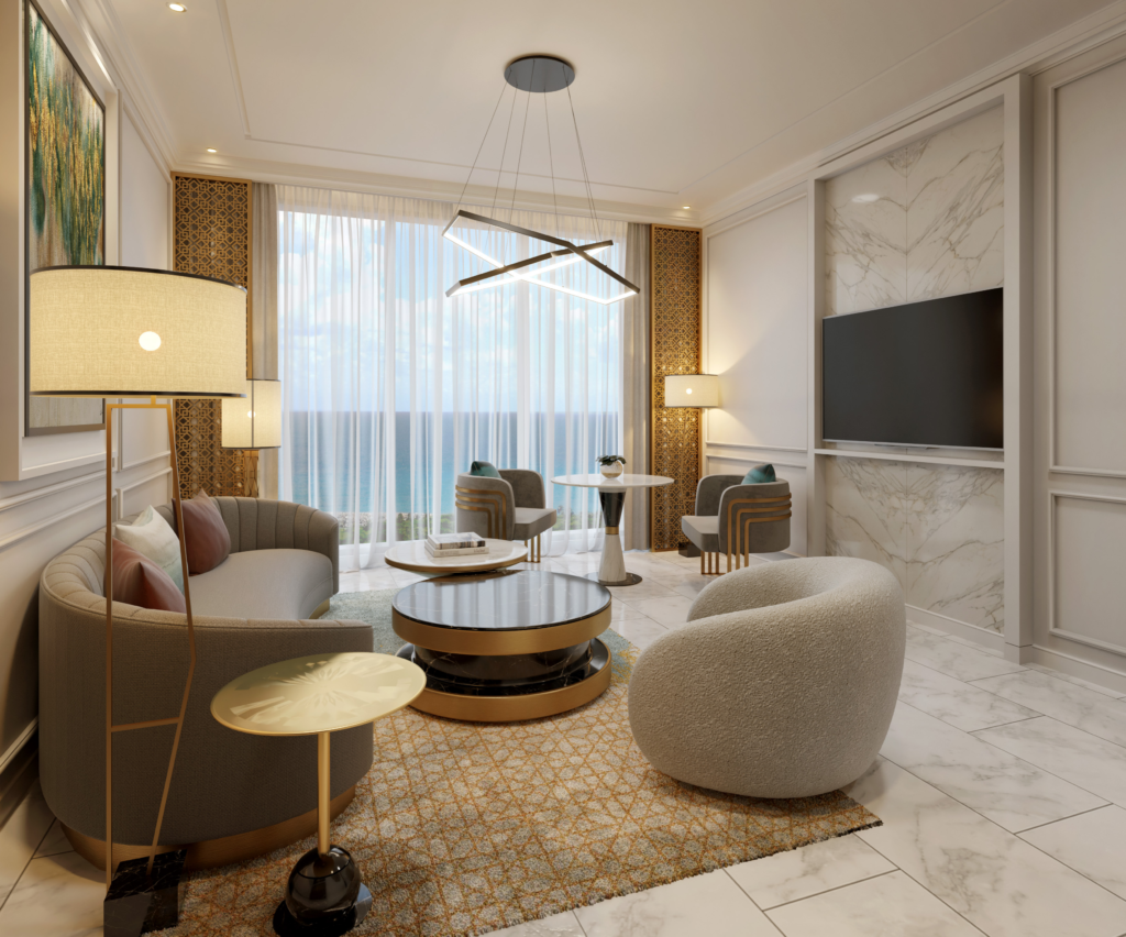 Hongye Furniture Group Co., Ltd | Hotel FF&E Budget Planning: Cost Breakdown by Room Typelounge sofa chair in hotel living room