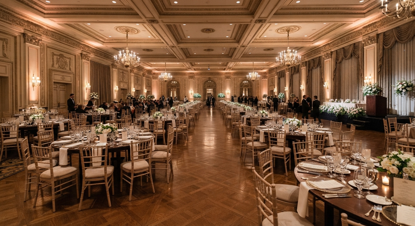 Modular hotel tables flexible folding table layout for multipurpose ballroom wedding and corporate dining