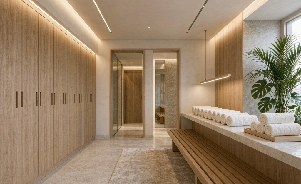 Hongye Furniture Group Co., Ltd | Hotel Spa Furniture: How to Specify Treatment, Wet-Zone and Changing-Room Areas Hongye Furniture Group Co., Ltd | Hotel Spa Furniture: How to Specify Treatment, Wet-Zone and Changing-Room AreasVentilated lockers and stainless-fixed benches take the heaviest spa use